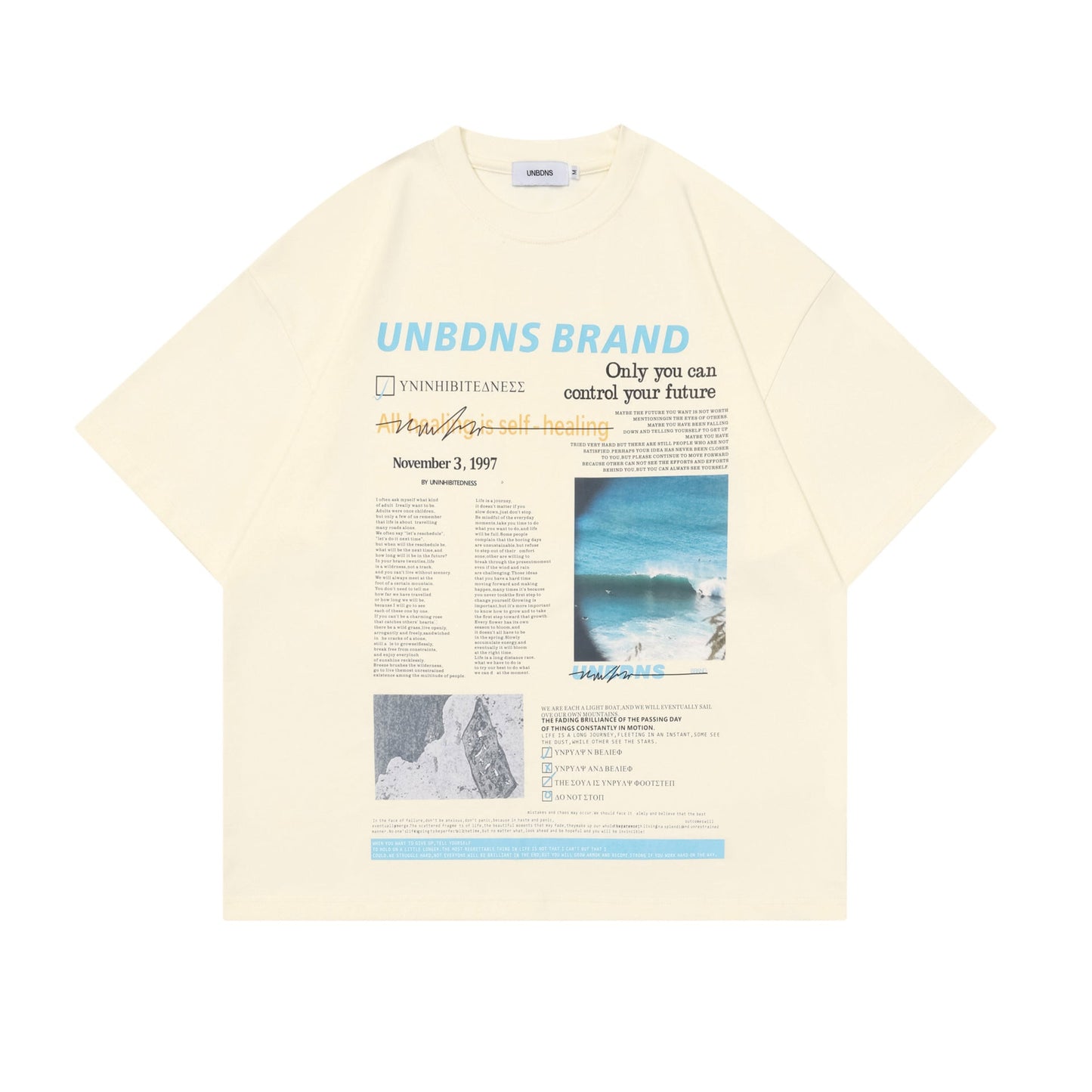 Unisex T-shirts Summer Magazine Pattern Men's Loose Short Sleeve T-Shirt