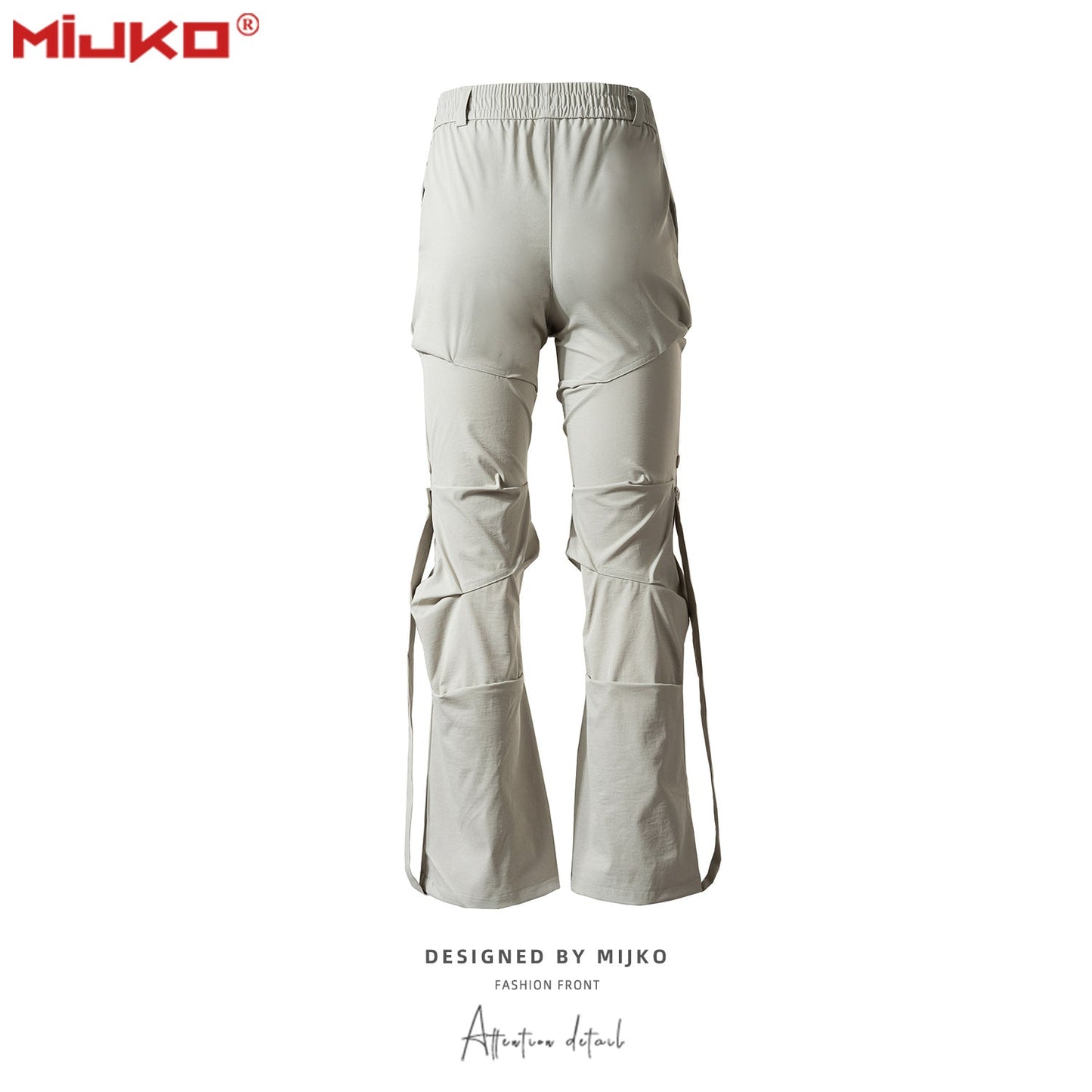 MIJKO Mens Vintage Pants Button Ribbon Broadly Feet Casual Pants