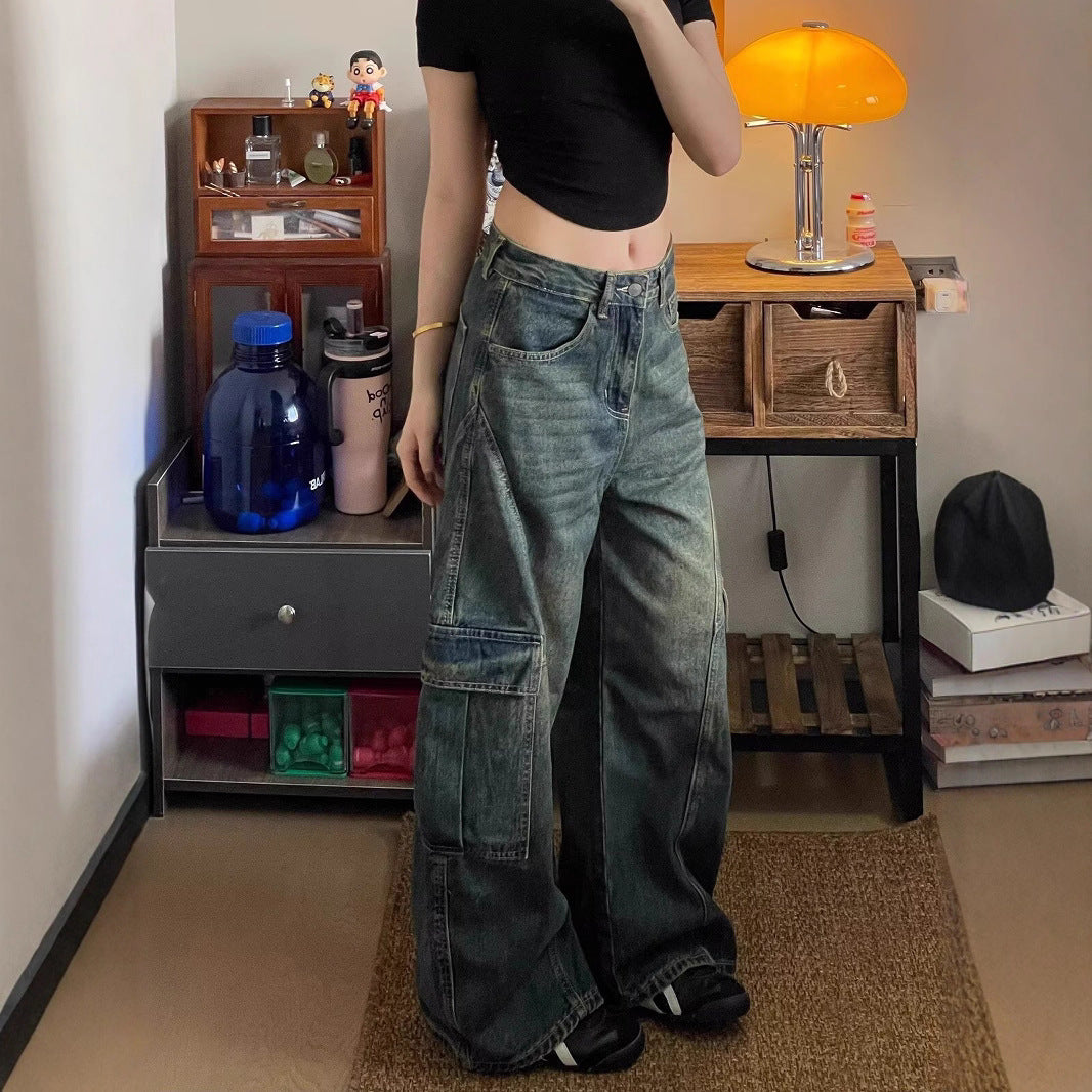 Women jeans loose washed