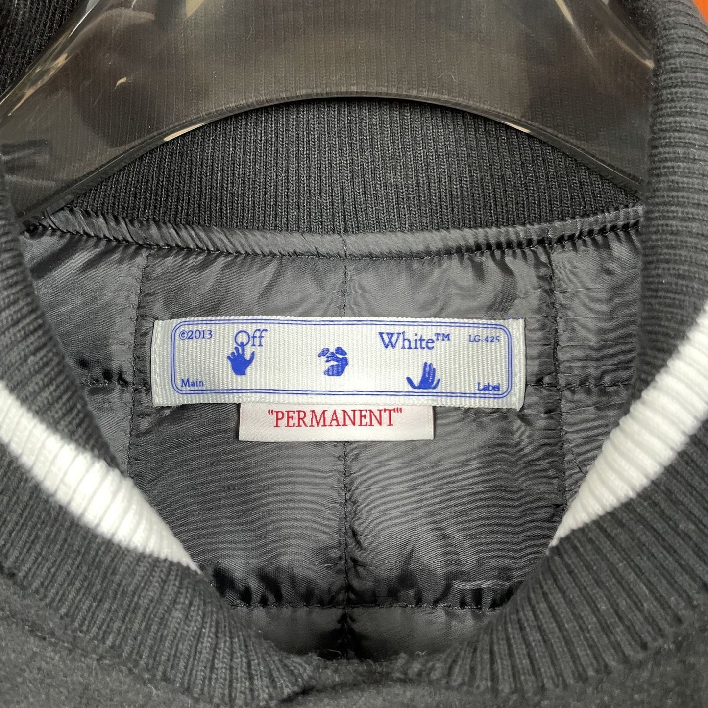 Off White Jacket Autumn/Winter OW Heavy Industries Cartoon Pattern Embroidered Woolen Jacket