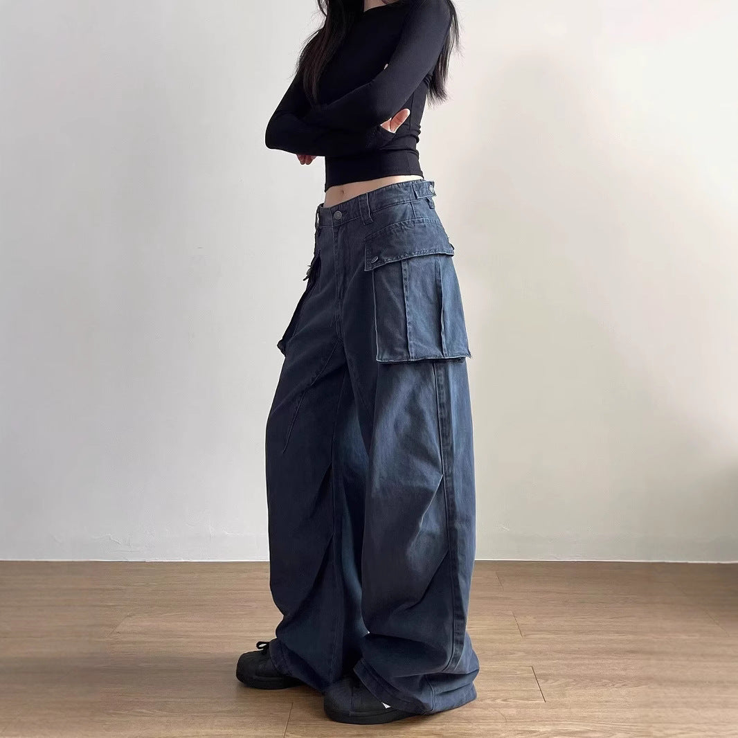 Women's Jeans Retro Women's Spring and Summer Loose Tooling Jeans