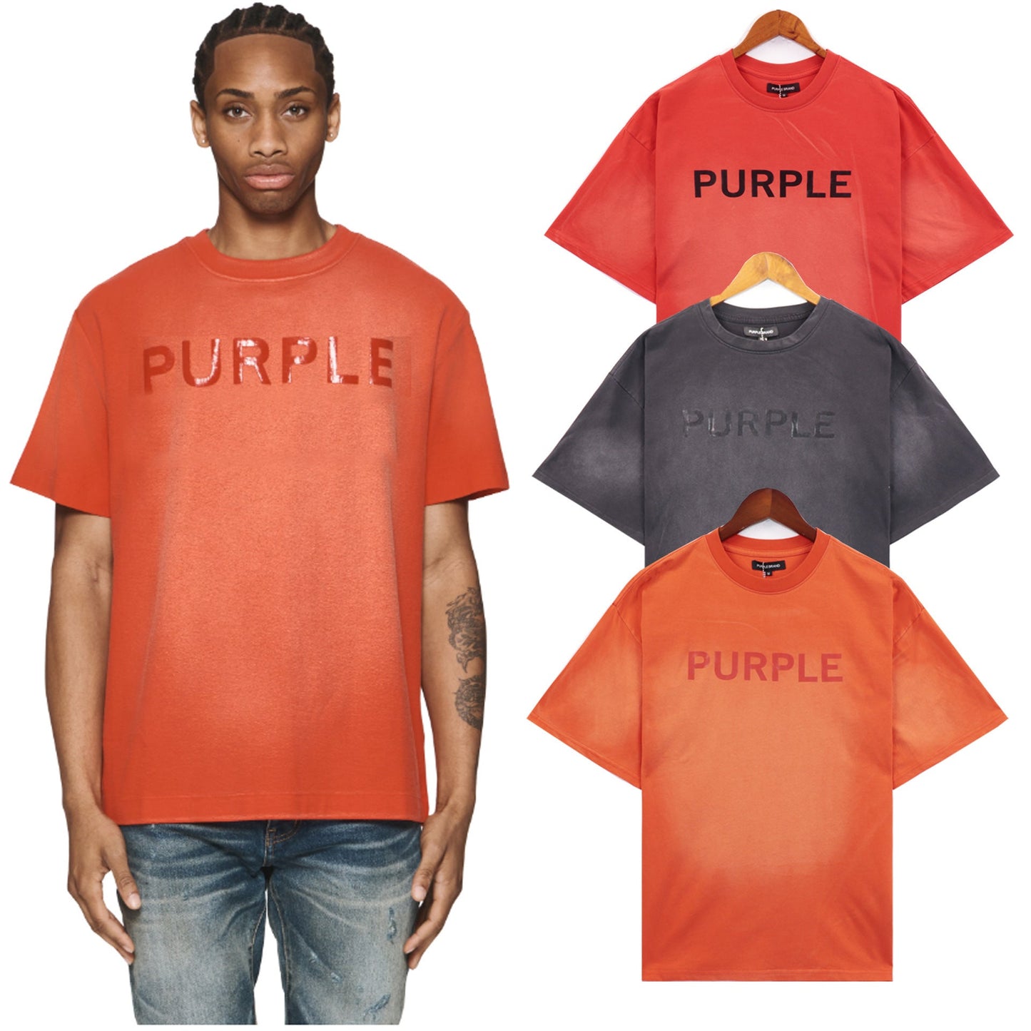 Purple Brand T Shirts Purple Micro Label Spelling Letter Short Sleeve T-Shirt