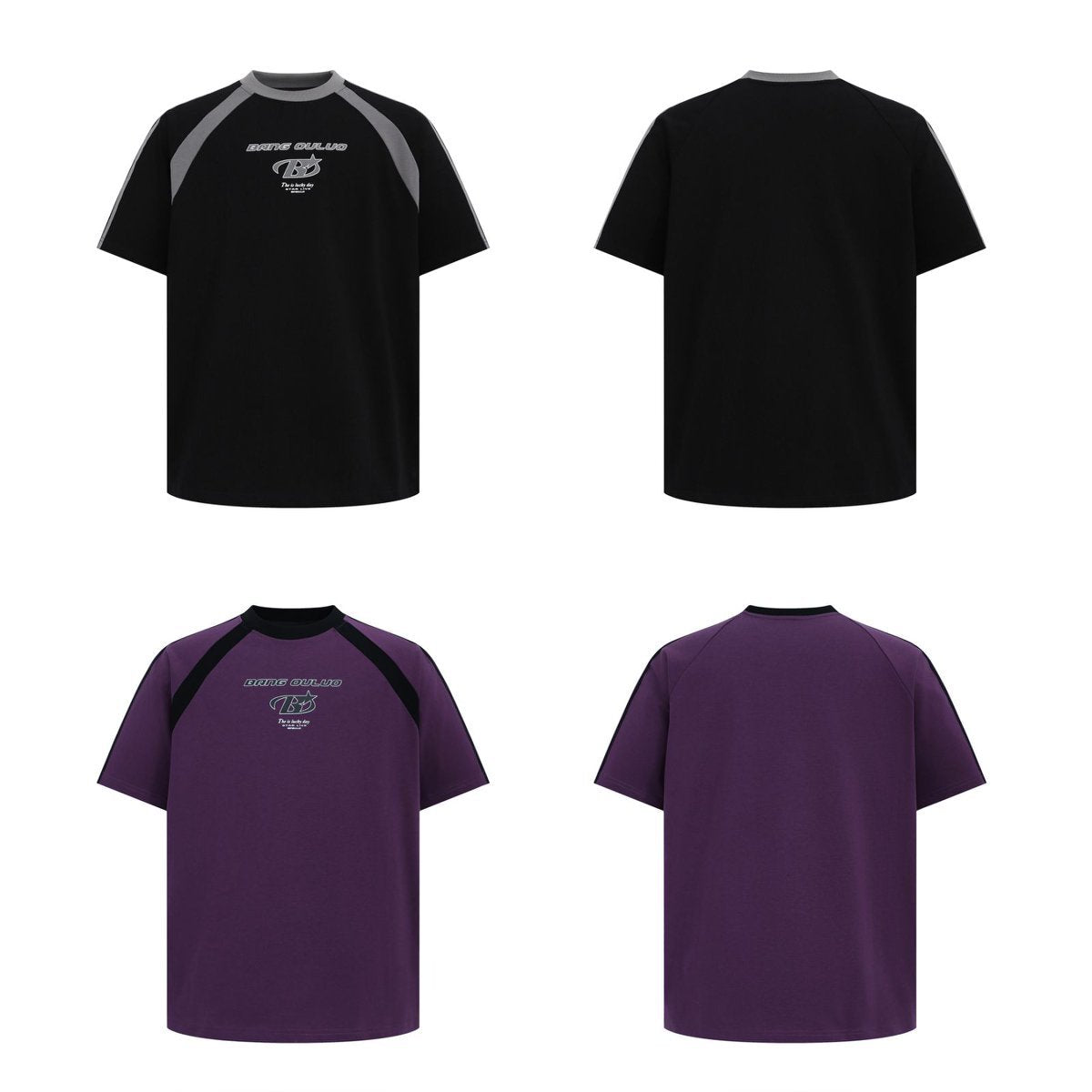 Unisex T-shirts Summer Men's and Women's Splicing Loose Short Sleeve T-Shirts