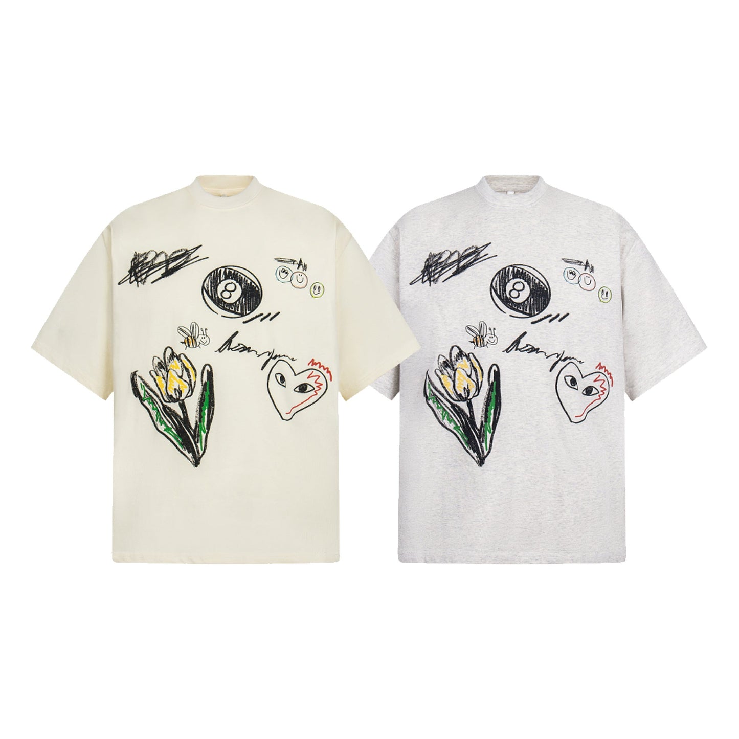 Unisex T-shirts Street Vintage Creative Painting Men's Loose Short Sleeve T-Shirt