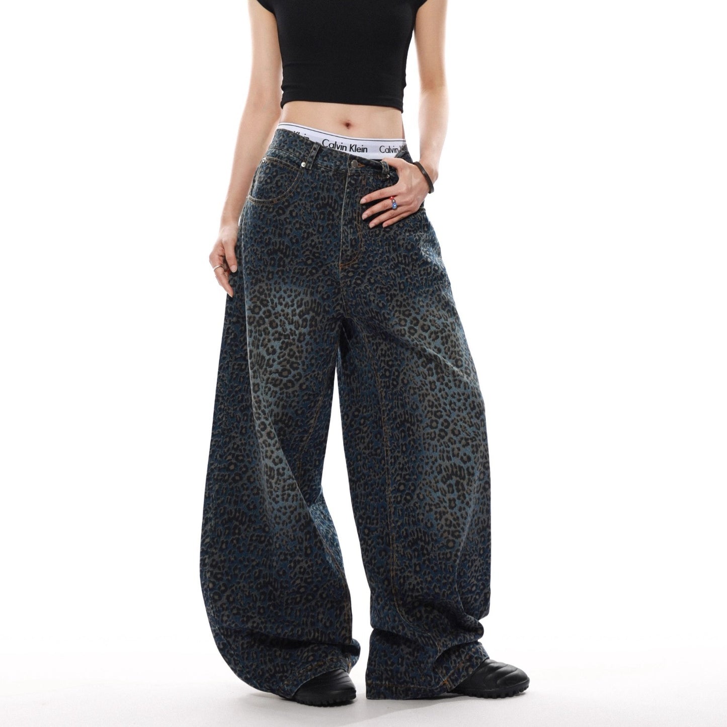 Women jeans retro leopard print women loose