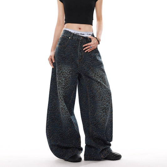Women jeans retro leopard print women loose