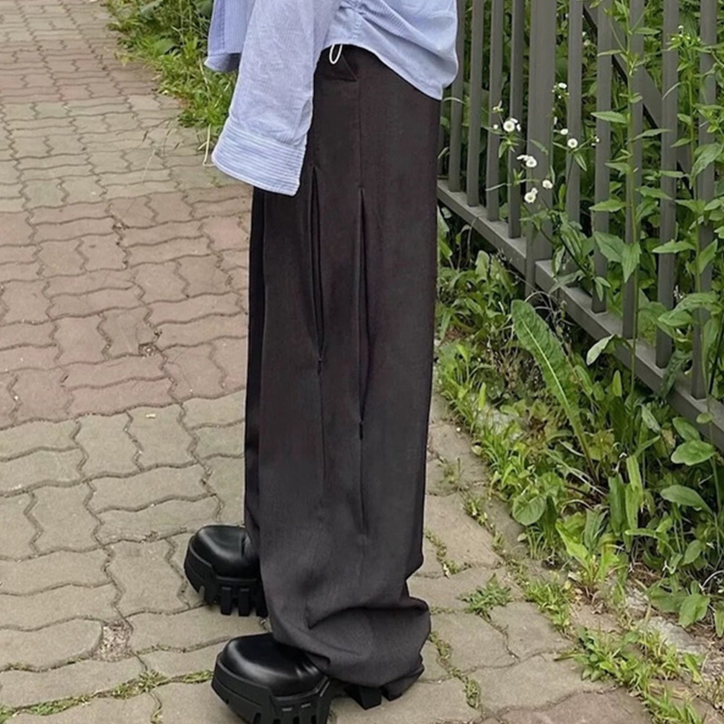 MIJKO Men's Vintage Pants MIJKO Zipper Design Casual Trousers Men's and Women's Three-dimensional Wide Legs