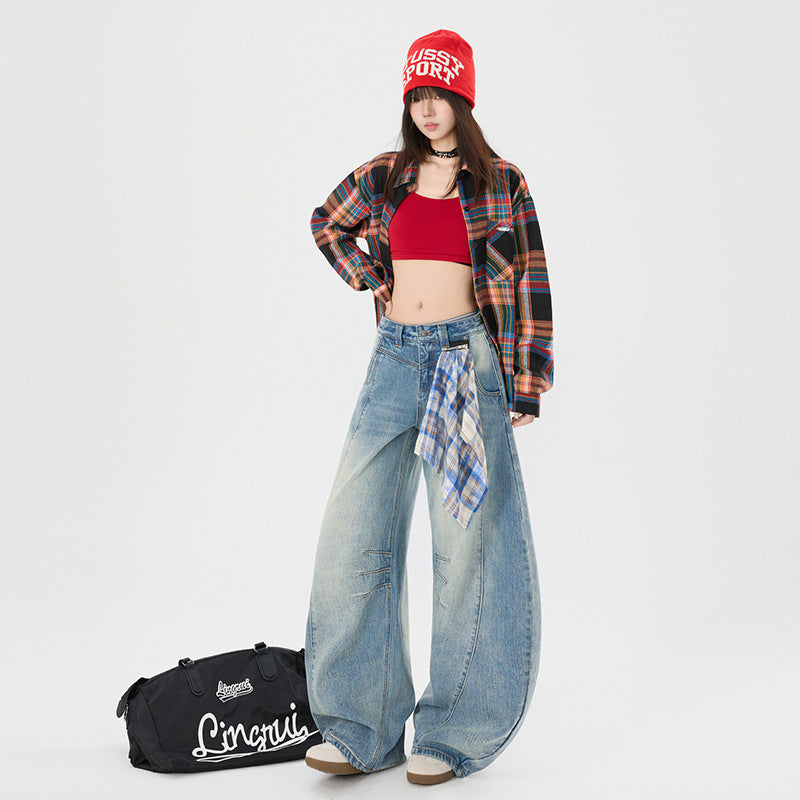 Women's jeans [send pendant] women's square scarf scimitar tooling