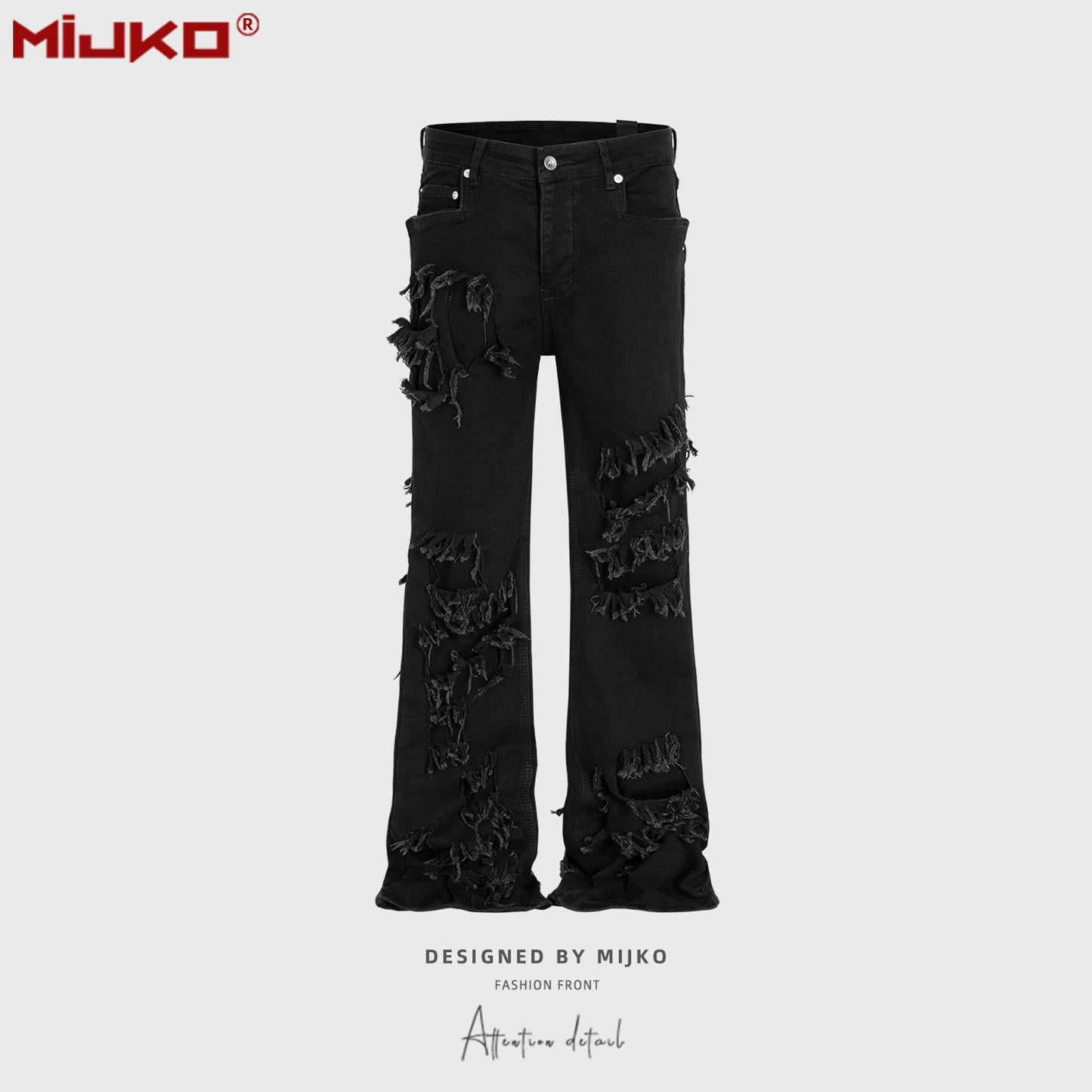 MIJKO Mens Vintage Pants Stretch Unisex Bootcut Creative Jeans