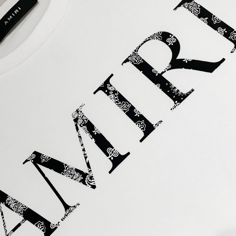 Amiri T Shirt Paisley Letter Crew Neck
