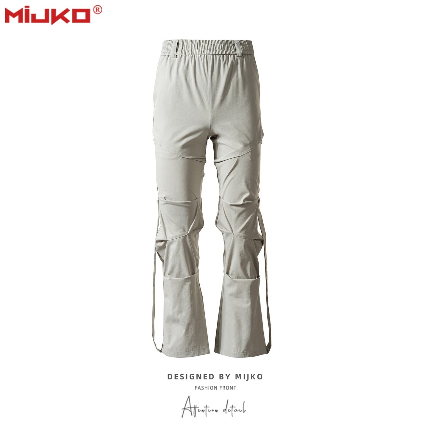 MIJKO Mens Vintage Pants Button Ribbon Broadly Feet Casual Pants