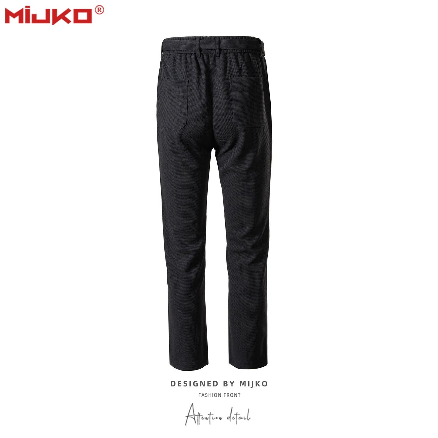 MIJKO Men Vintage Pants Straight Track Pants with Belt
