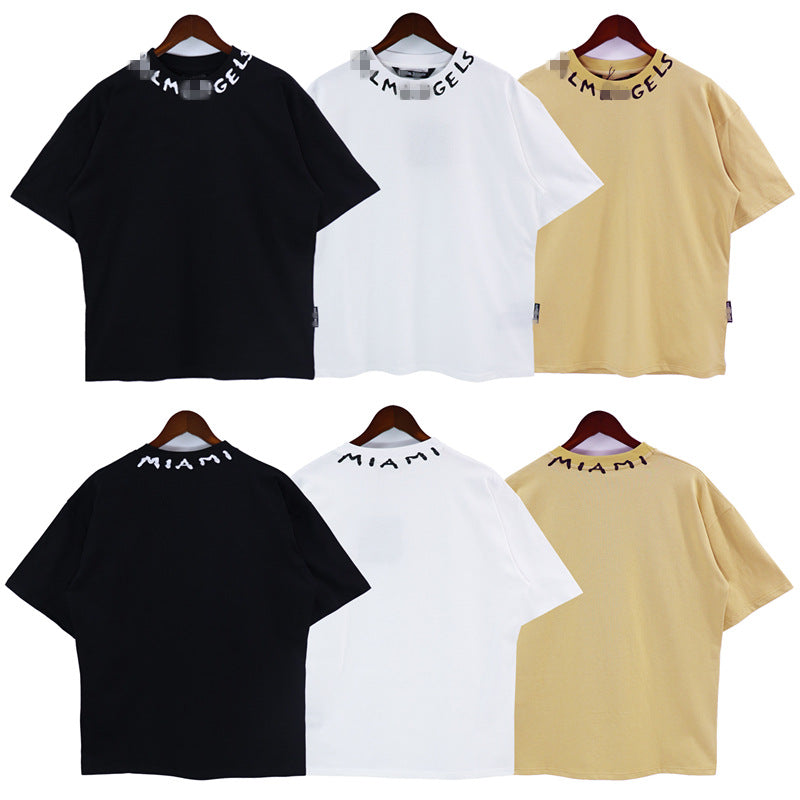 Palm Angels T Shirts Collar Letter Print Short Sleeve T-Shirt