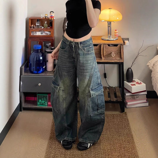 Women jeans loose washed