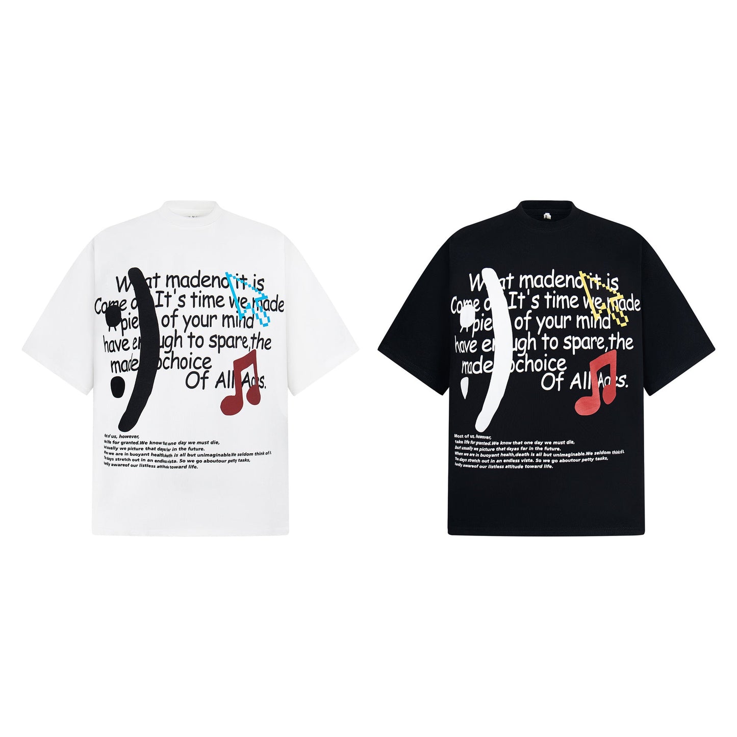 Unisex T-shirts Street Vintage Creative Letter Men's Loose Short Sleeve T-Shirt