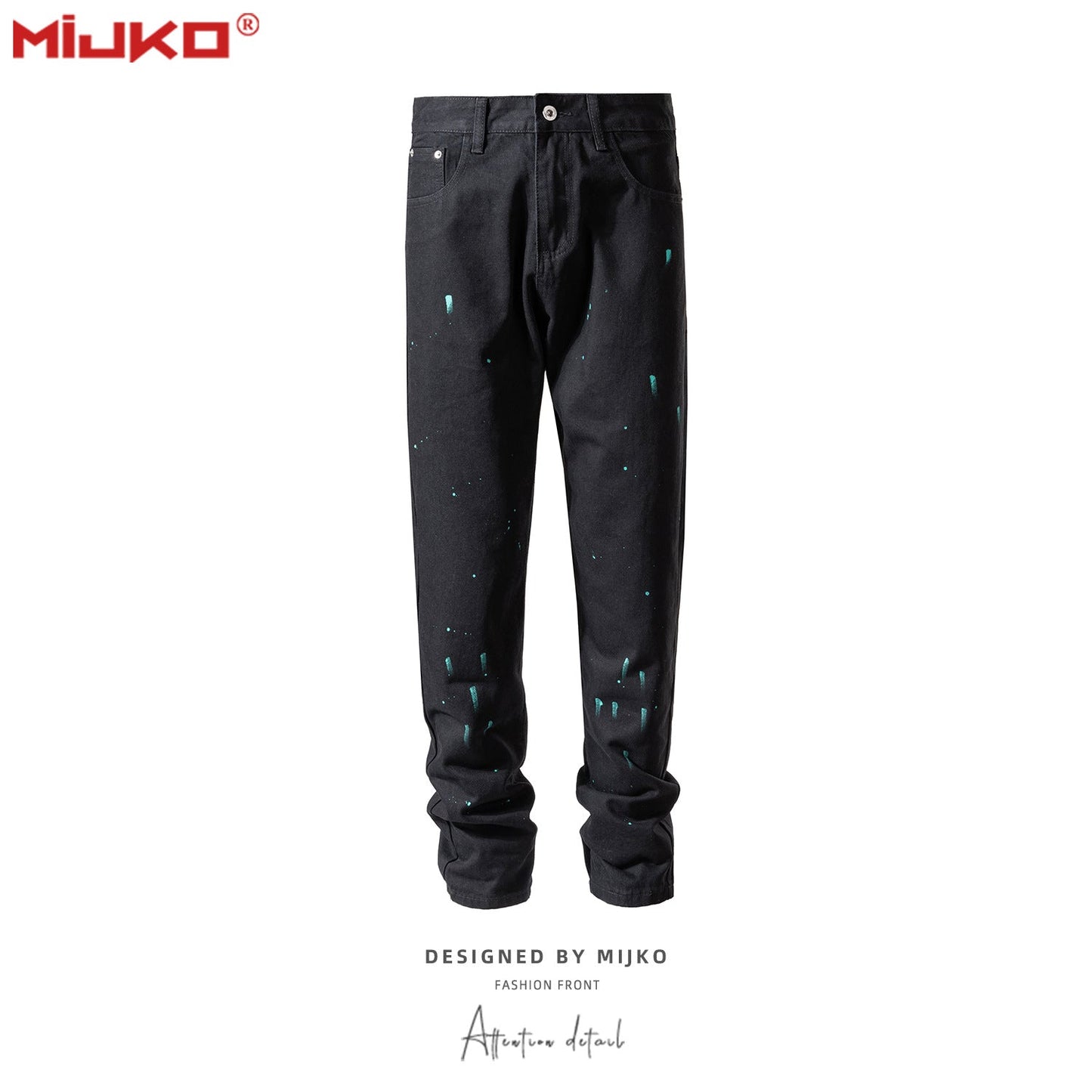 MIJKO Mens Vintage Slim-Fit Straight Jeans