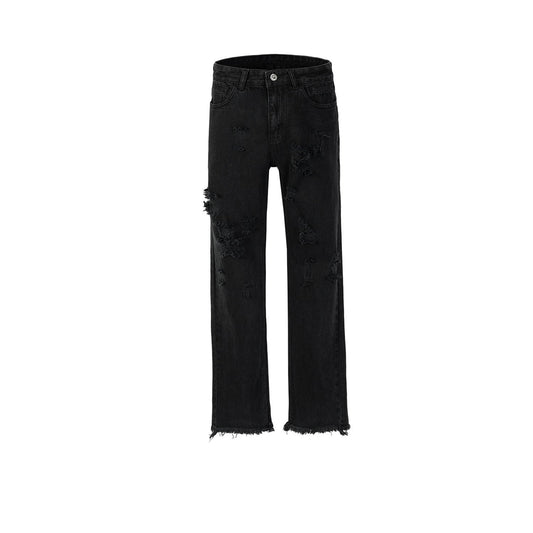 MIJKO Men's Vintage Pants MIJKO Men's Women's Urban Pussy Beard Ragged Design Trousers Jeans
