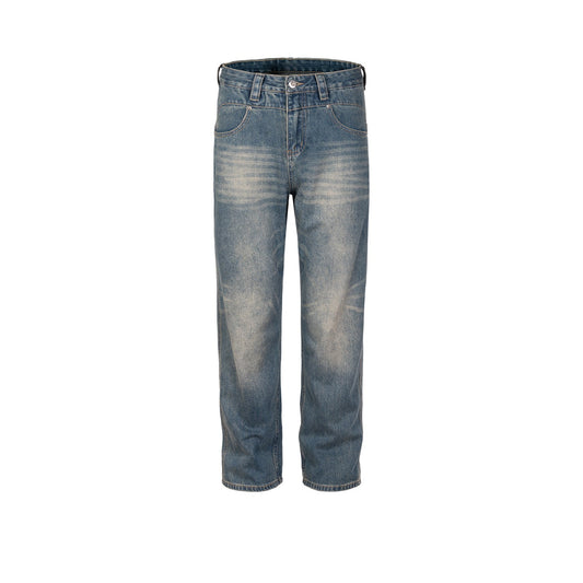 MIJKO Men Vintage Pants MIJKO Washing Water Old Rock Trousers Men's and Women's Denim
