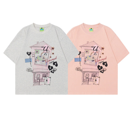 Unisex T-shirts High Sense Painting Pattern Design Vintage T-Shirt