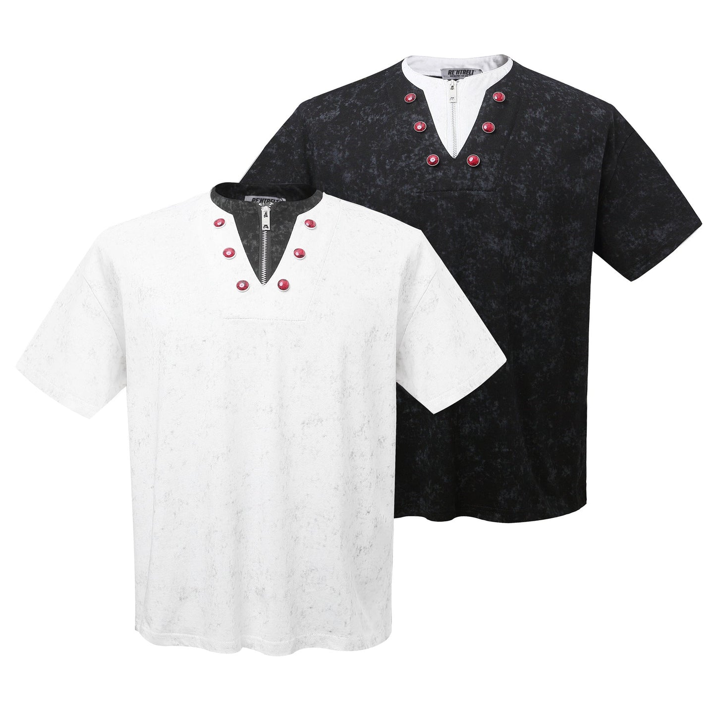 Unisex T-shirts Fake Two Piece Design Wide T-Shirt