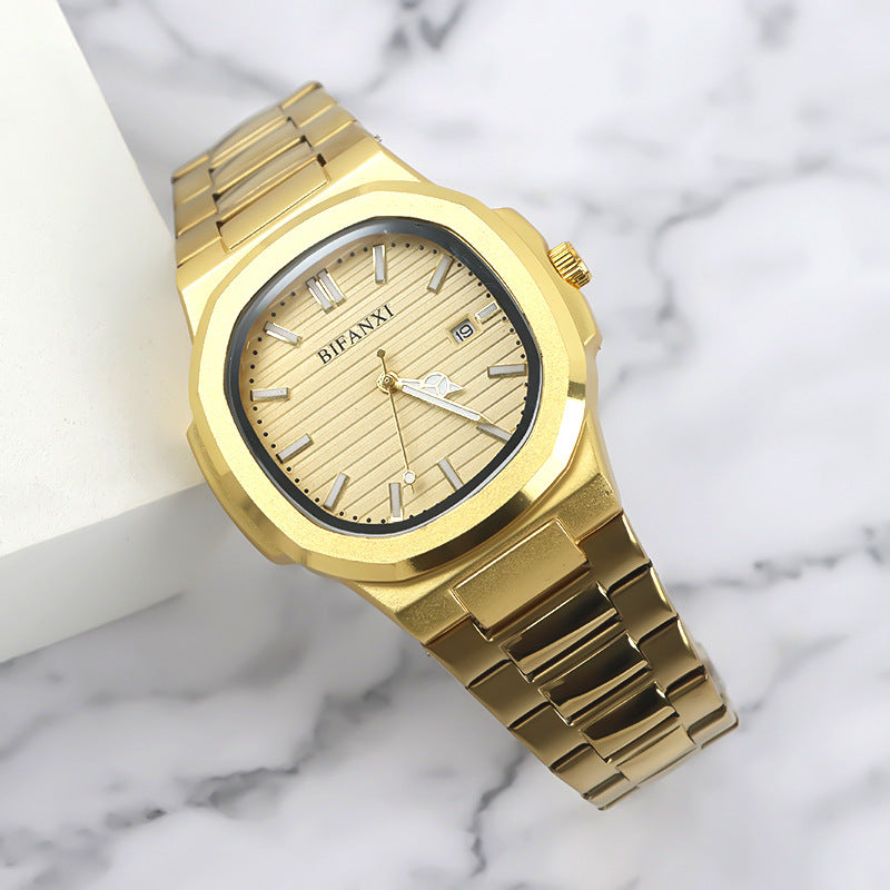 Men's Watches Steel Strap Quartz Watch Waterproof Butterfly Buckle Alloy Watch Watch