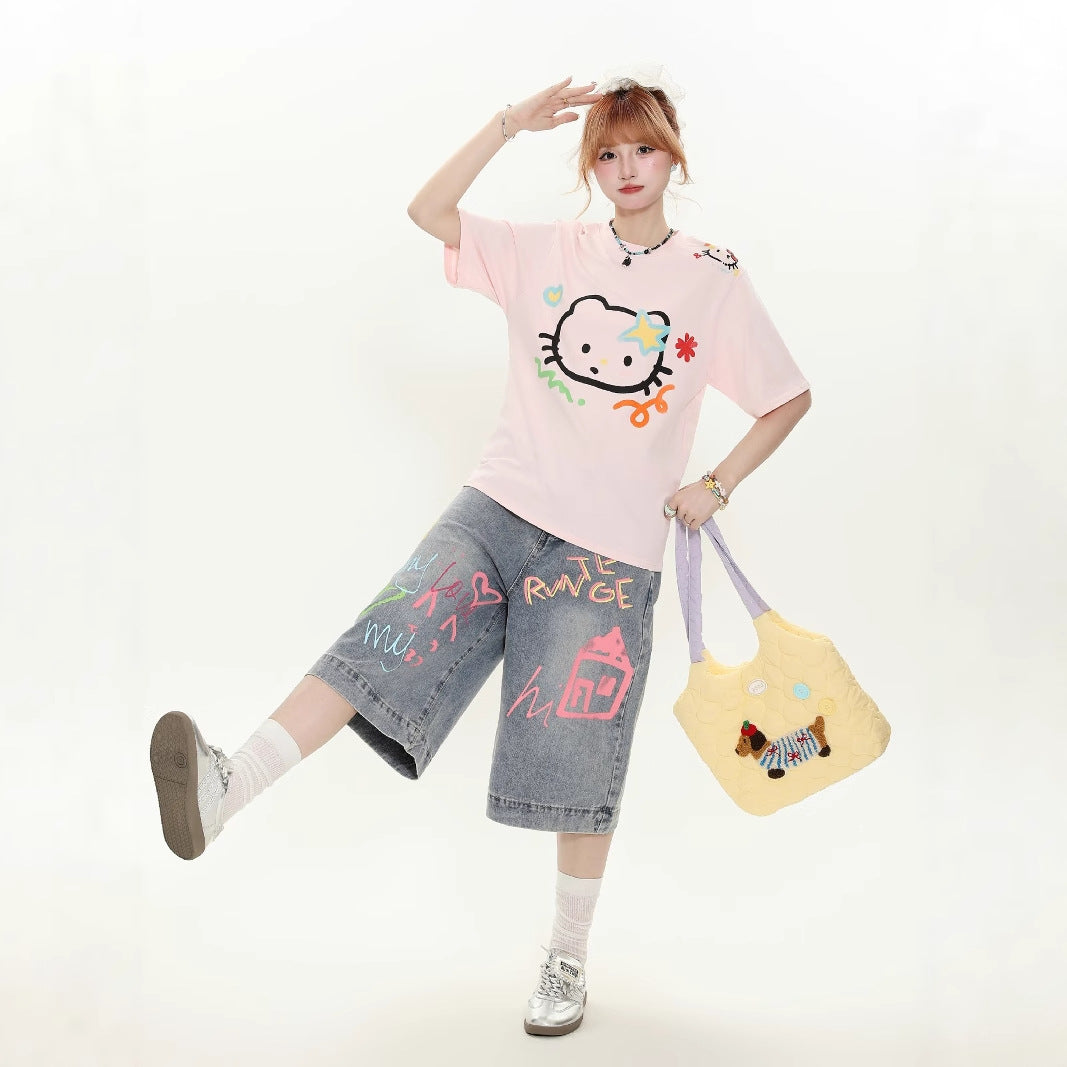Women jeans summerloose cropped pants