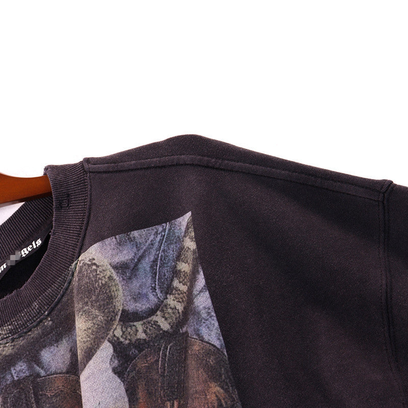 Palm Angle Sweatshirt Art Oil Painting Print Long Sleeve Crew Neck Sweater