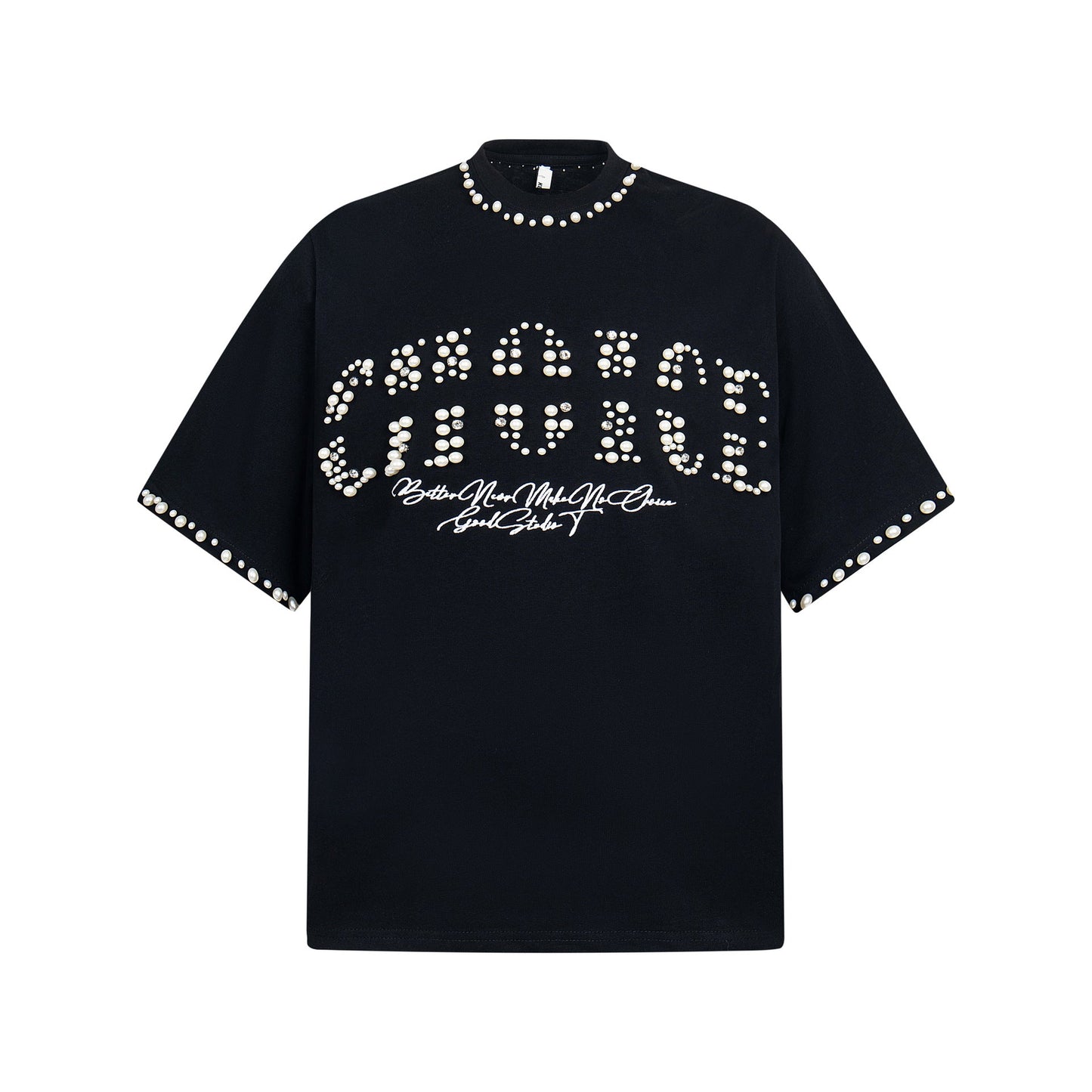 Unisex T-shirts Street Beaded Letter Men's Loose Short Sleeve T-Shirt