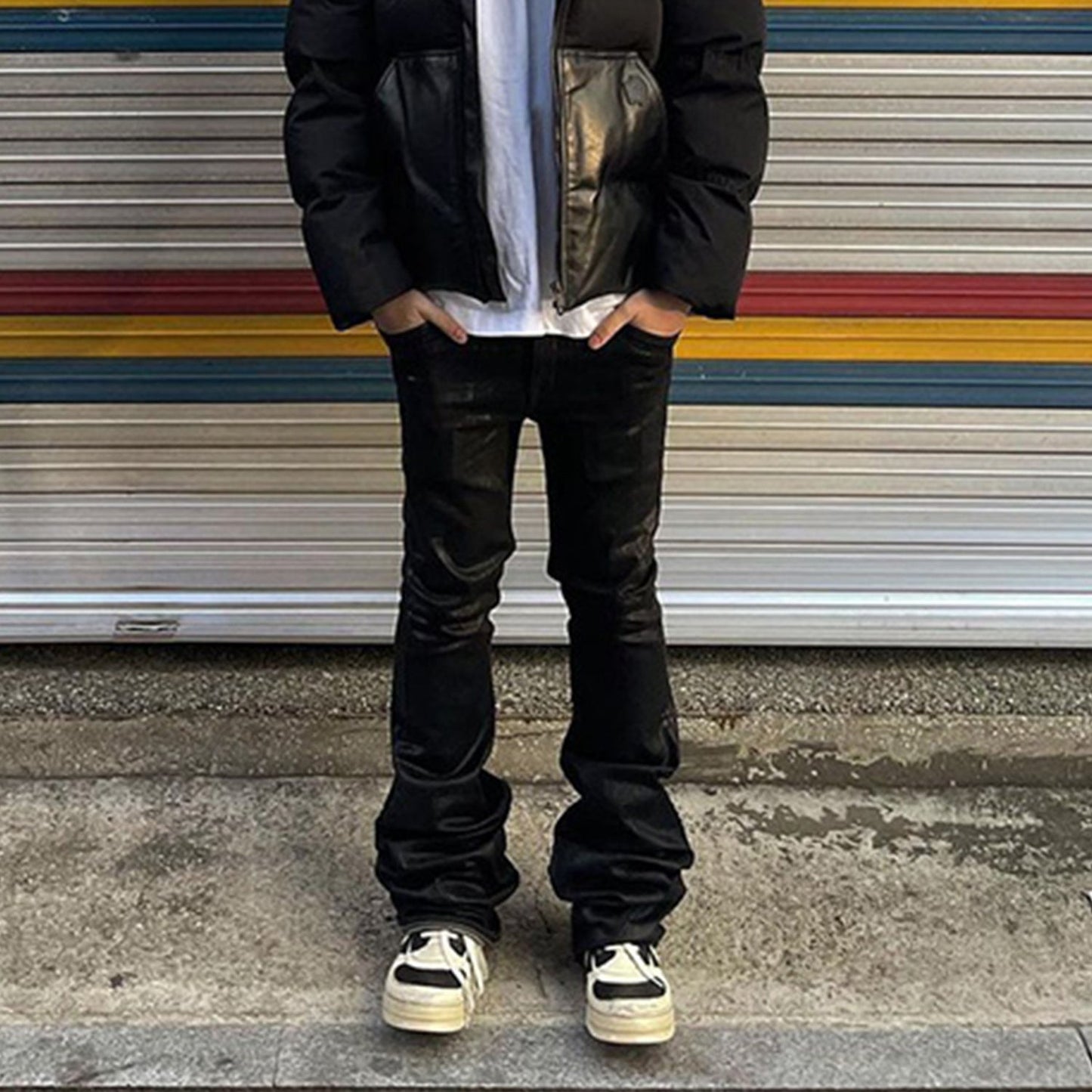 MIJKO Mens Vintage Pants MIJKO men's women's autumn and winter RICK micro-pull trousers jeans