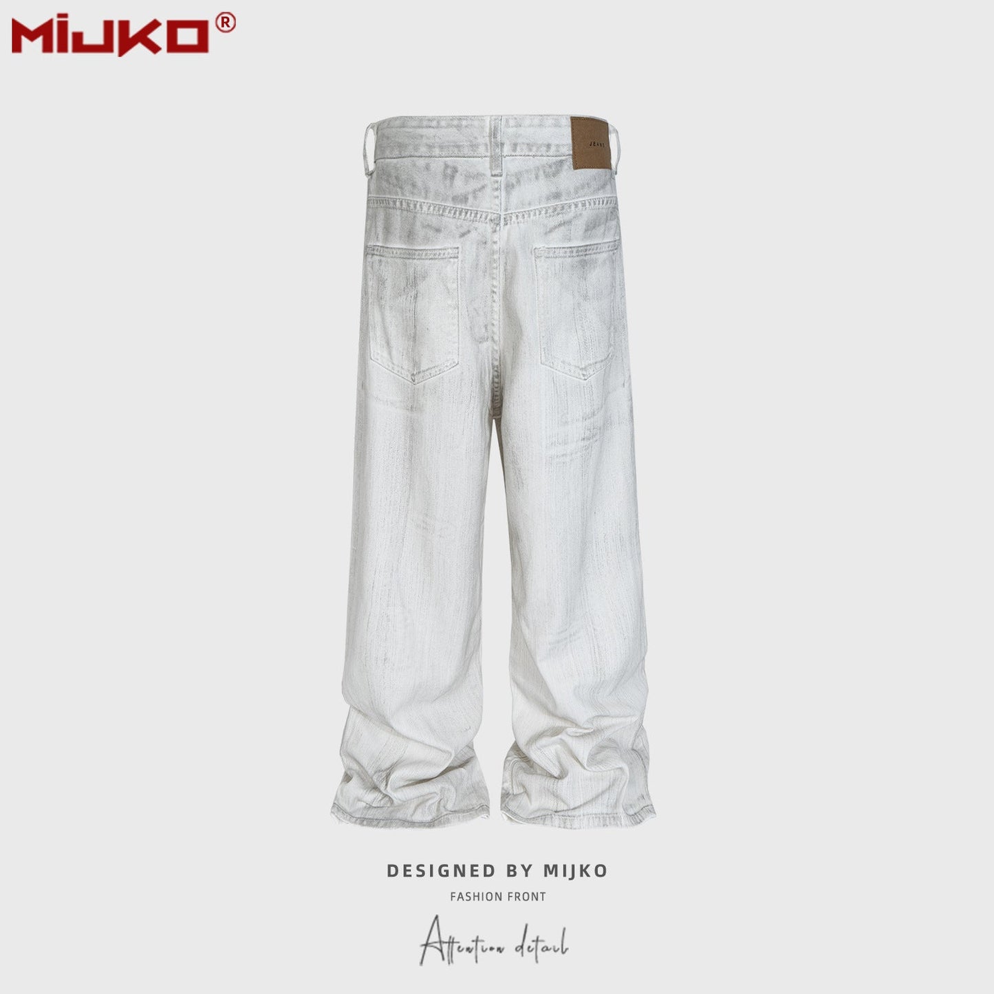 MIJKO Mens Vintage Pants Ripped Ripped Straight Jeans