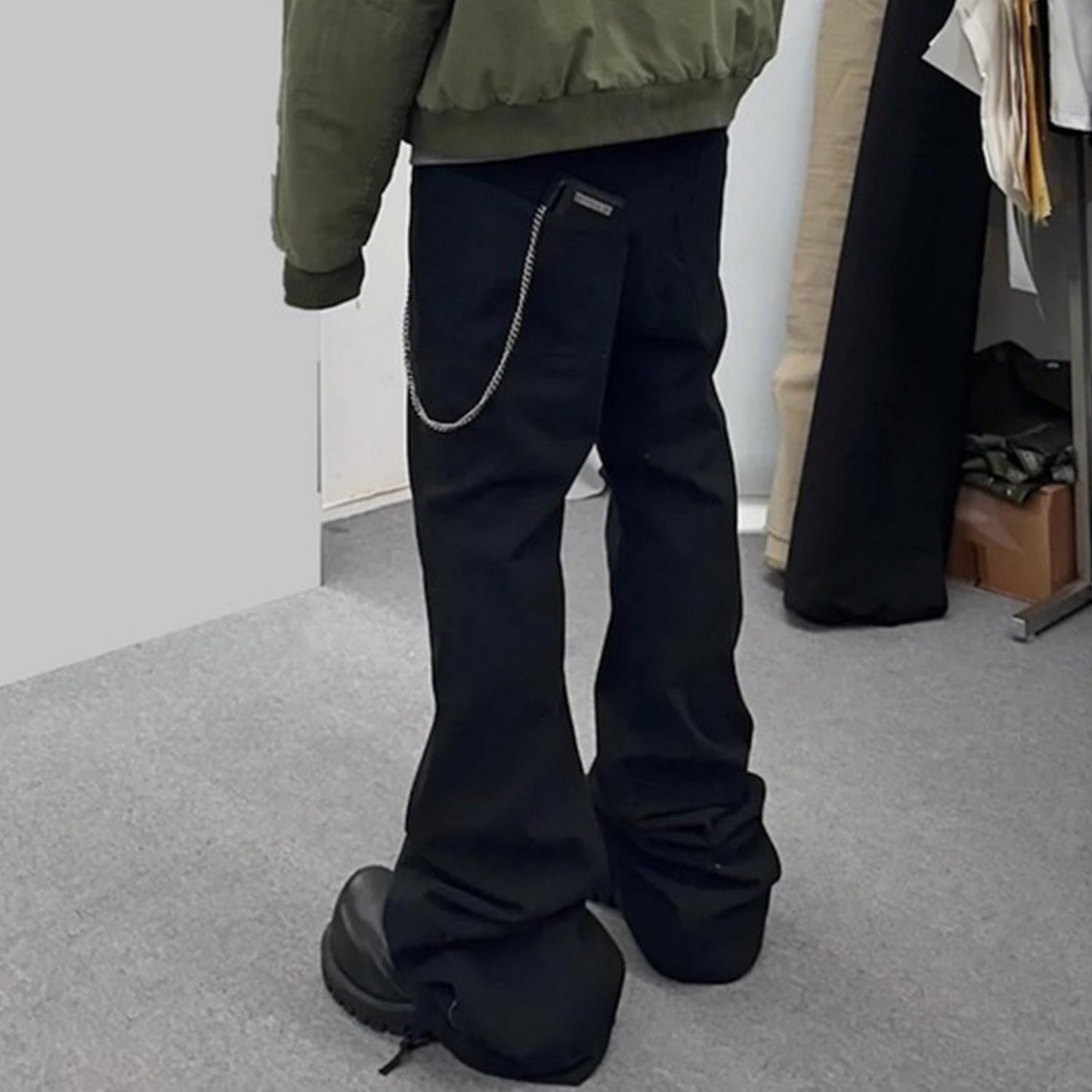 MIJKO Mens Vintage Pants Drawstring Casual Bootcut Pants