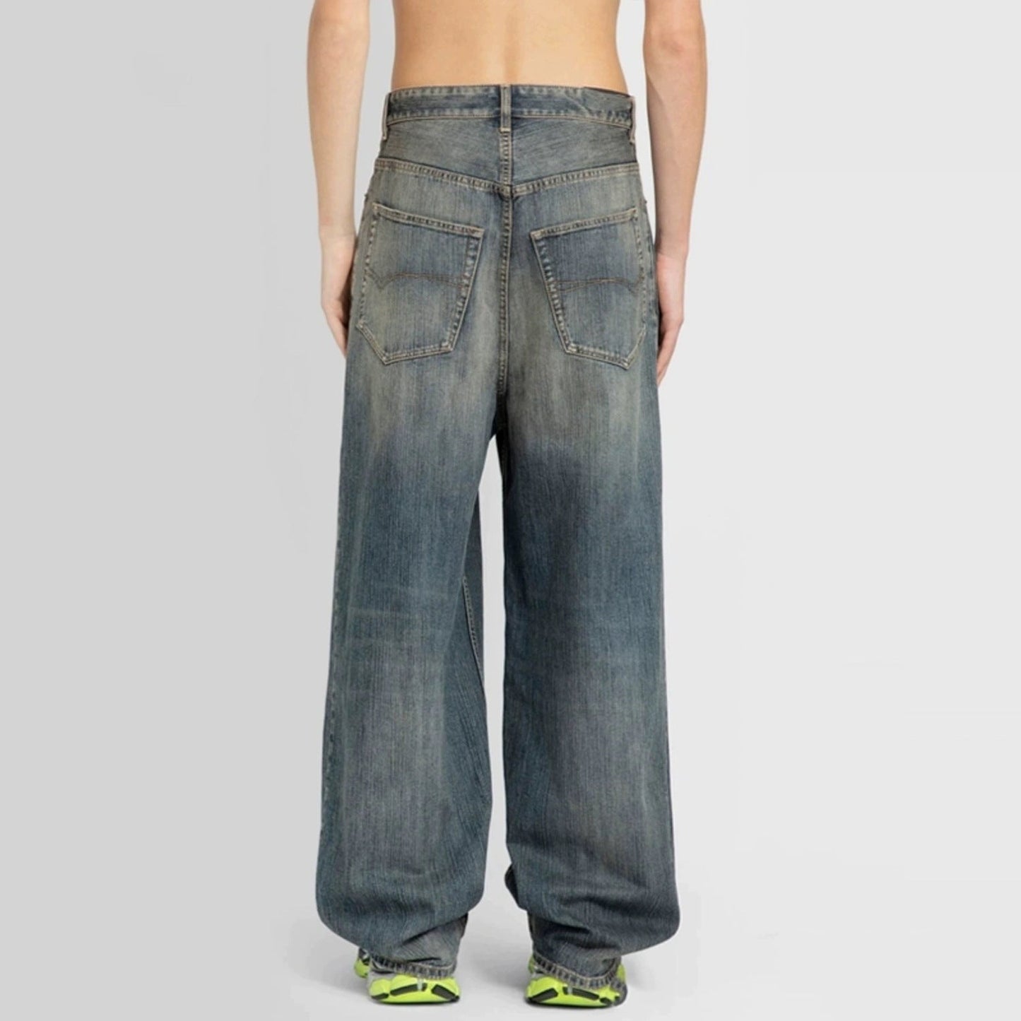 MIJKO Mens Vintage Pants MIJKO Mens Women's Old Baggy Trousers Straight Jeans