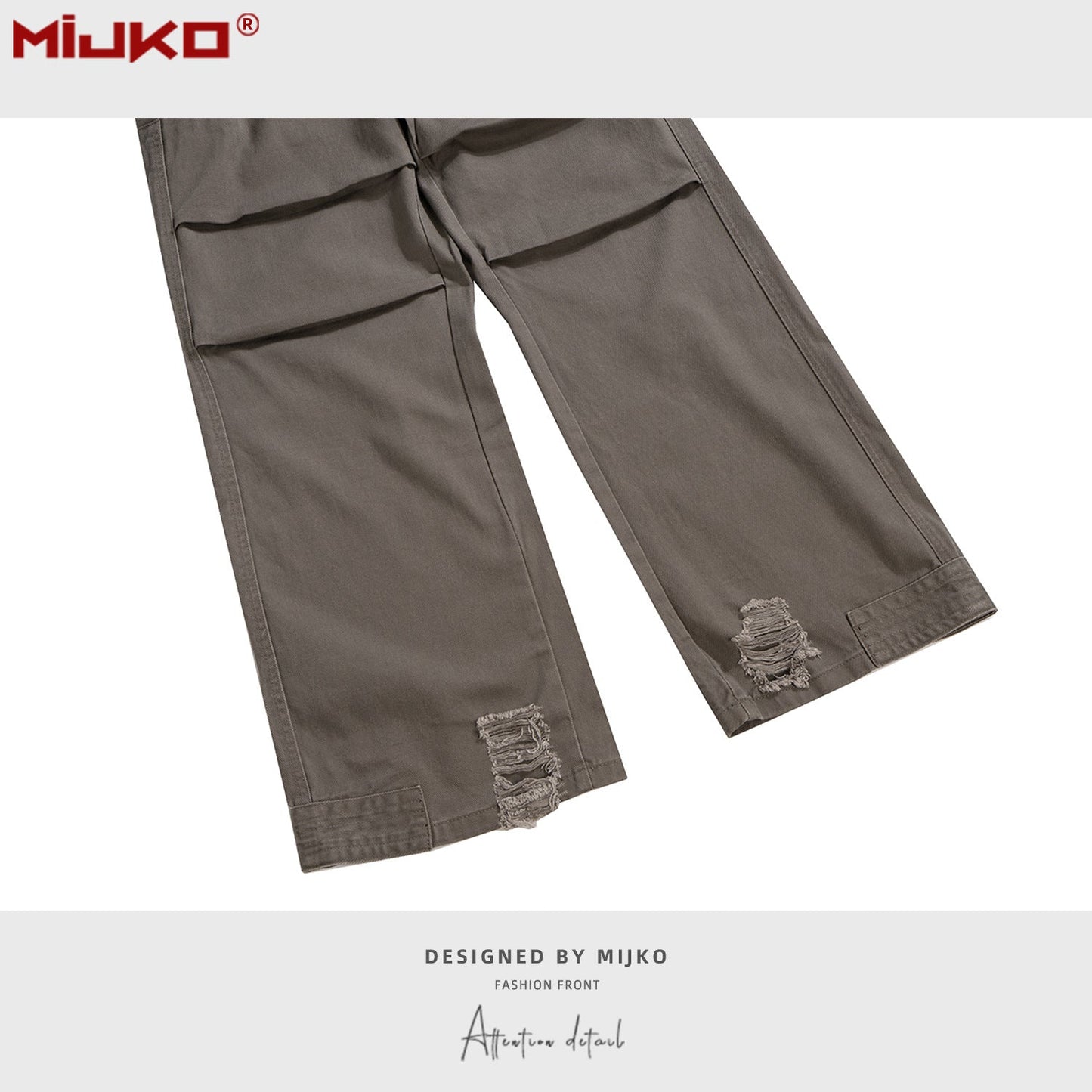 MIJKO Mens Vintage Pants Ripped Straight Jeans