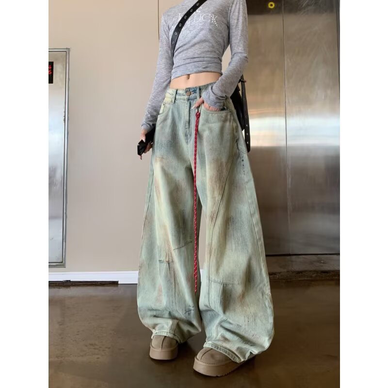 Women's jeans [free pendant] retro women's loose pants