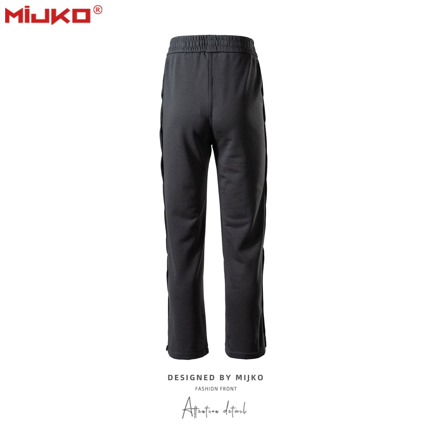 MIJKO Mens Vintage Pants Breasted Sports Black Casual Pants