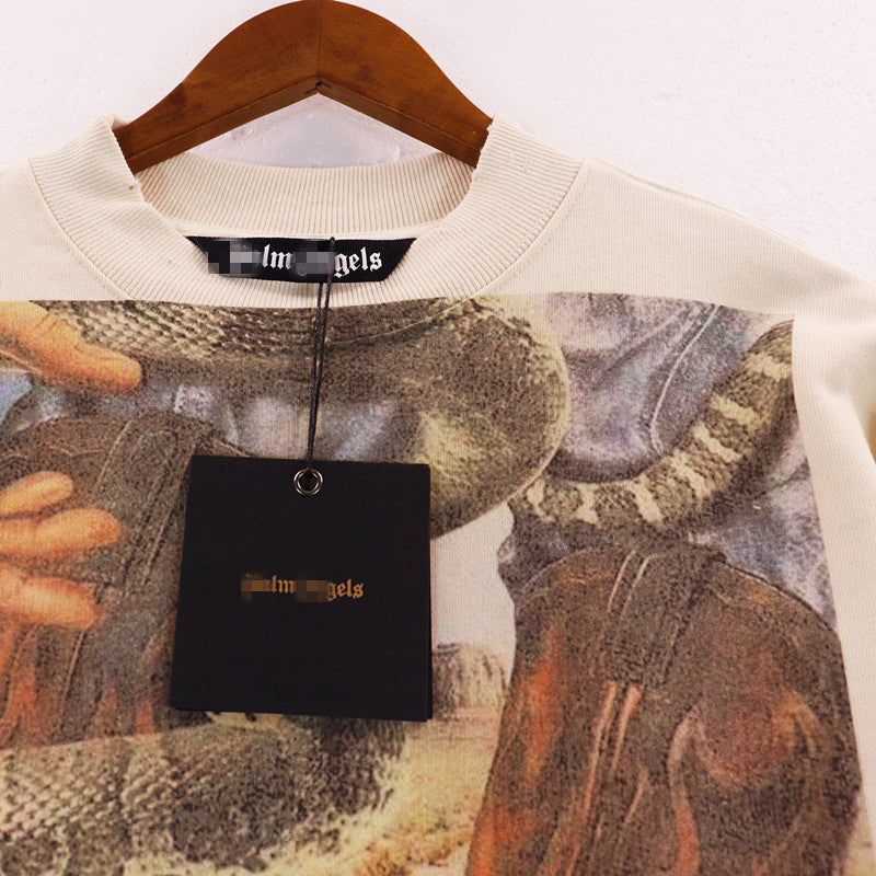 Palm Angle Sweatshirt Art Oil Painting Print Long Sleeve Crew Neck Sweater