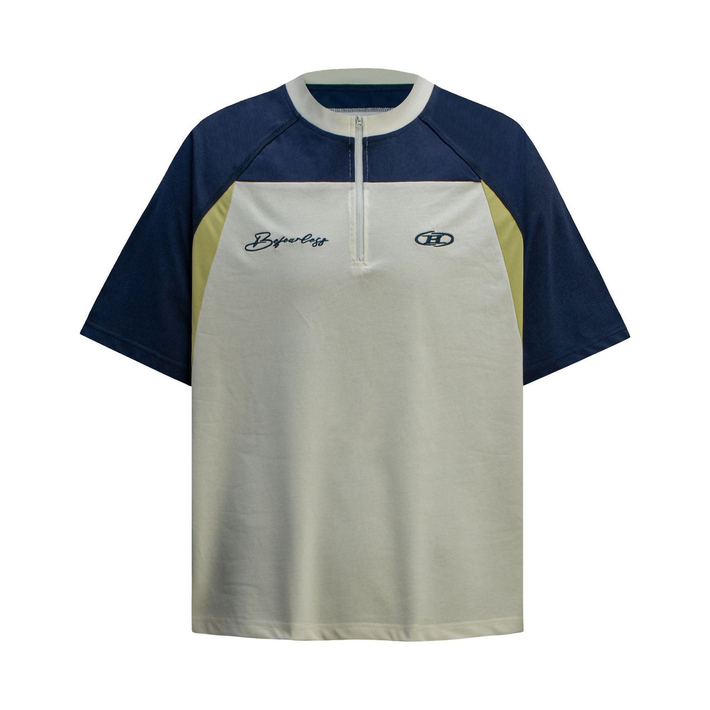 Unisex T-shirts Street Vintage Splicing Color Matching Men's Loose Short Sleeve T