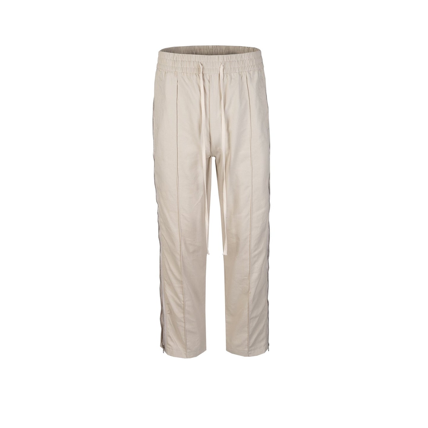 MIJKO Mens Vintage Pants Zipper-embellished Drawstring Slacks