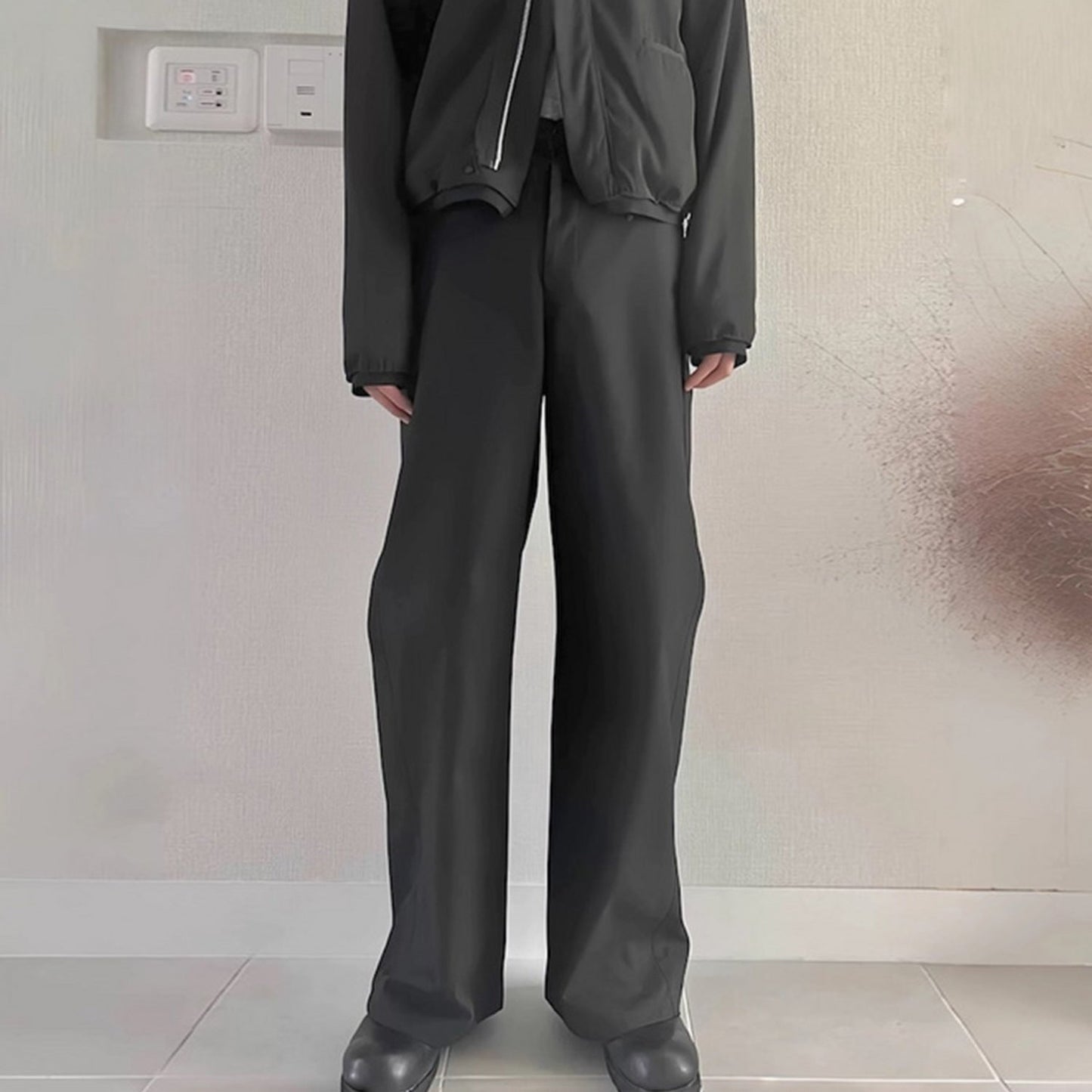 MIJKO Men's Vintage Pants MIJKO Men's Women's Straight Wide Feet Waterproof Zipper Casual Pants