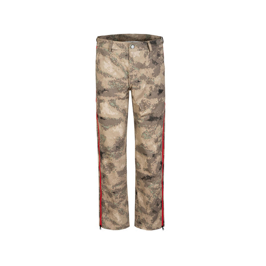 MIJKO Men's Vintage Pants MIJKO Men's Women's Straight Pants Camouflage Zipper Casual Pants