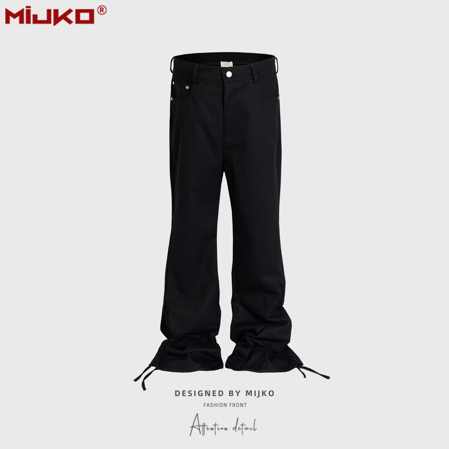 MIJKO Mens Vintage Pants Drawstring Casual Bootcut Pants