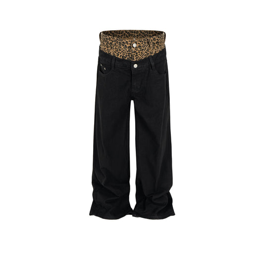 MIJKO Men's Vintage Pants MIJKO Splicing Straight Jeans Men's and Women's Trousers