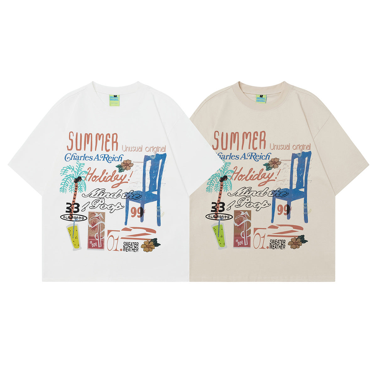 Unisex T-shirts Summer Painting Men's Loose Short Sleeve T-Shirt