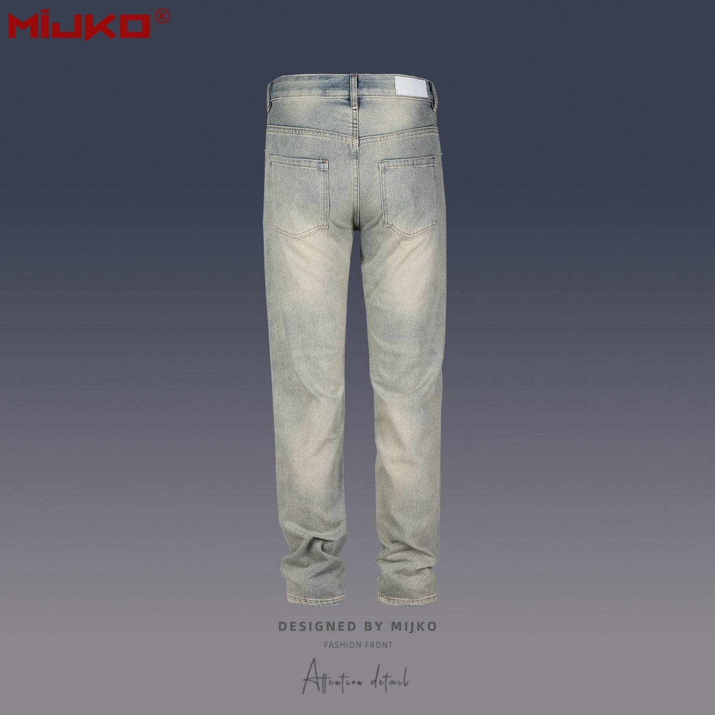 MIJKO Mens Vintage Pants Old Ripped Slim Jeans