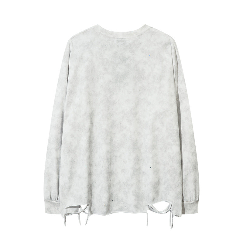 Unisex T-shirts Loose Ripped Versatile Long Sleeve T-Shirt