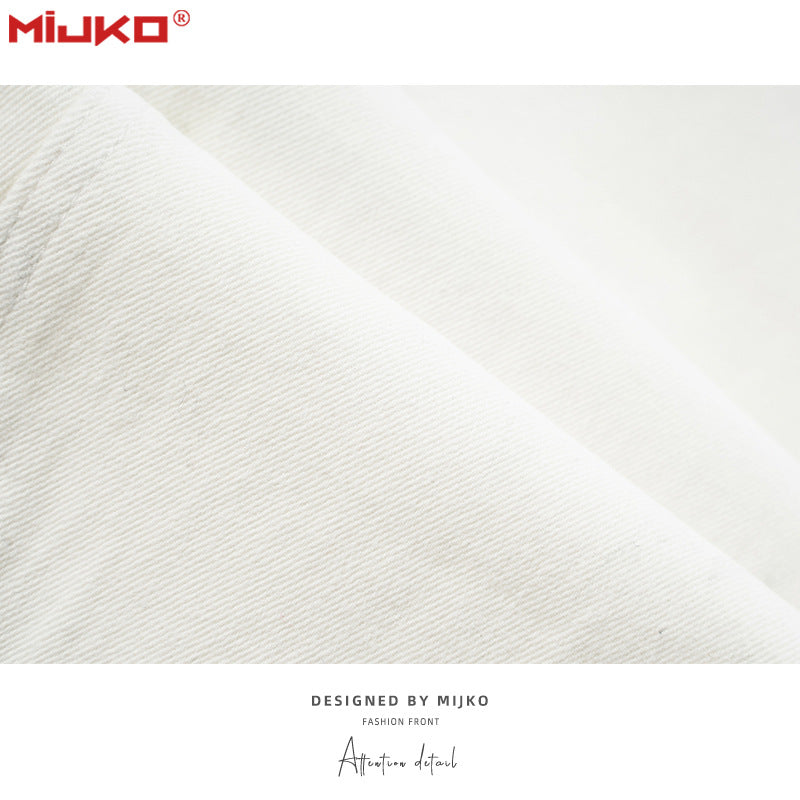 MIJKO Mens Vintage Pants Slim Fit Zip Trim Jeans