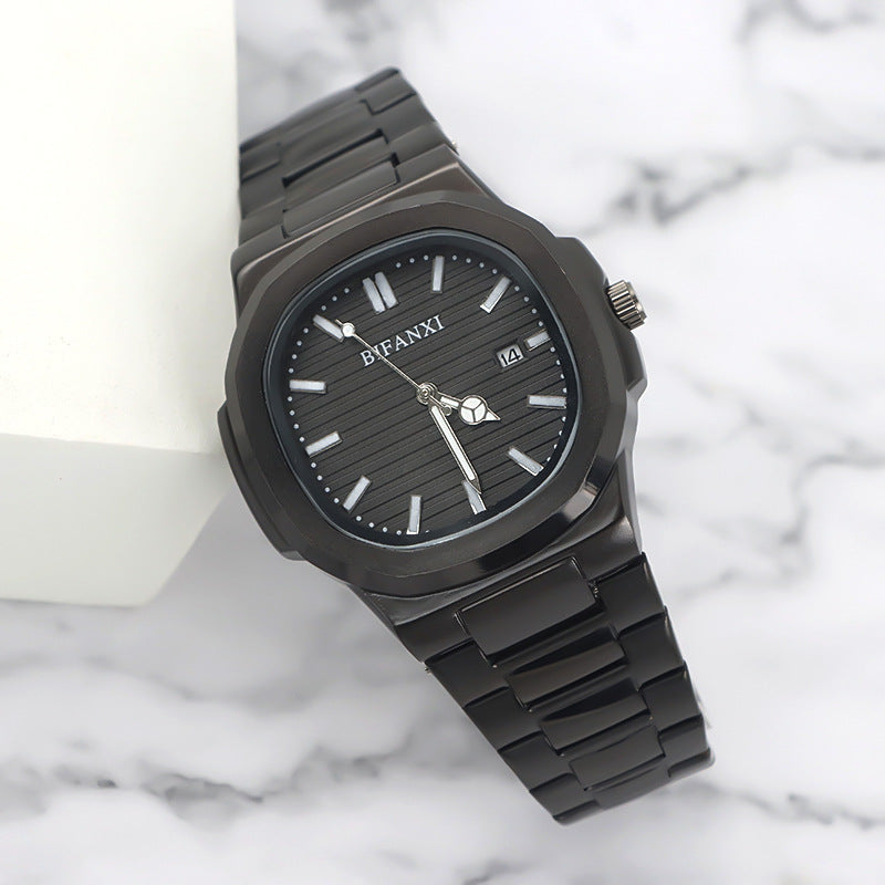 Men's Watches Steel Strap Quartz Watch Waterproof Butterfly Buckle Alloy Watch Watch