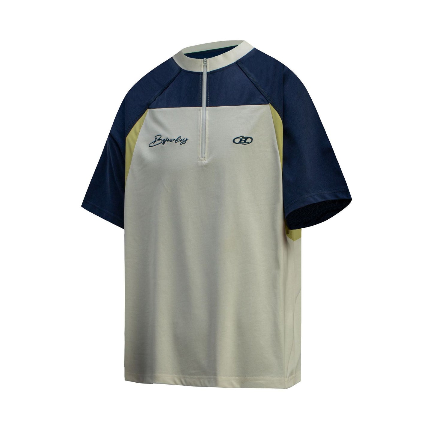 Unisex T-shirts Street Vintage Splicing Color Matching Men's Loose Short Sleeve T