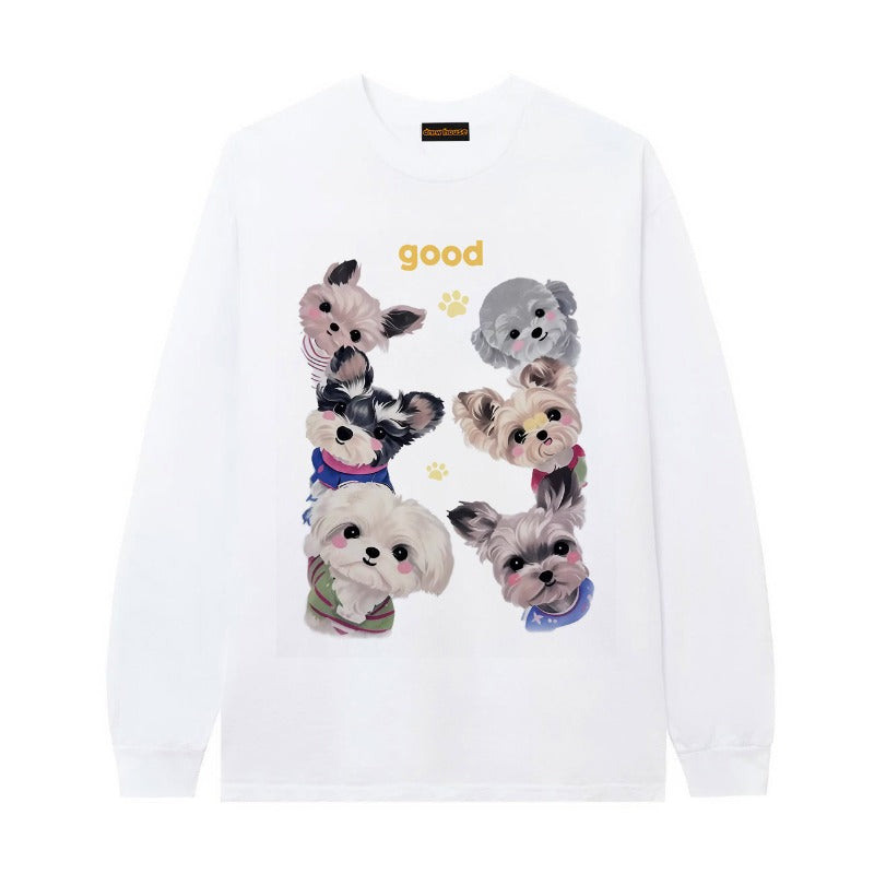Drew house hoodie fall and winter d@ew schnauzer dog printing pattern round neck pulloverlong sleeves