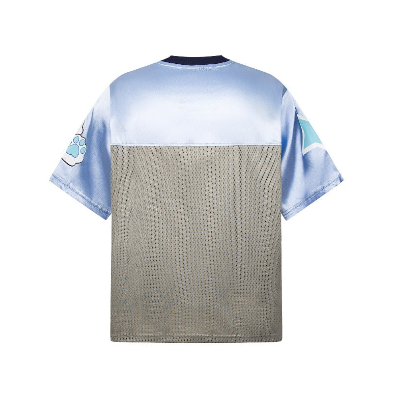 Men's t-shirt - american retro unisex patchwork print breathable jersey short sleeve design - men's high street loose fit tee